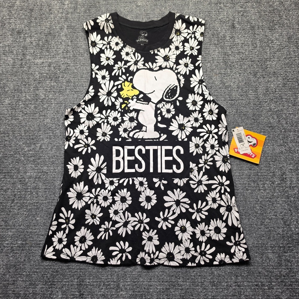 Snoopy Woodstock Besties Floral Tank Top Juniors Size M Hybrid Apparel